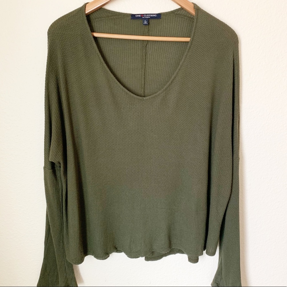 Boho Green Thermal Top